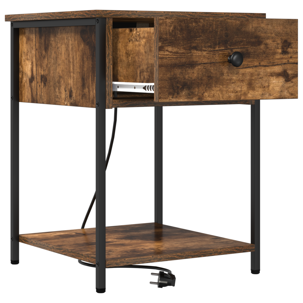 Produktbild för Nattduksbord 2 pcs Rökt ek 42 x 41 x 56 cm Konstruerat trä