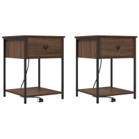 Produktbild för Nattduksbord 2 pcs Brun Ek 42 x 41 x 56 cm Konstruerat trä