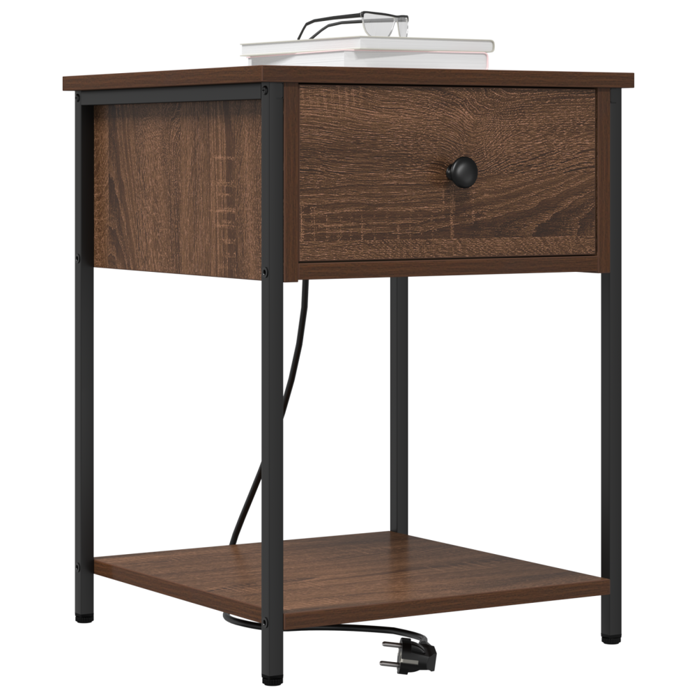 Produktbild för Nattduksbord 2 pcs Brun Ek 42 x 41 x 56 cm Konstruerat trä