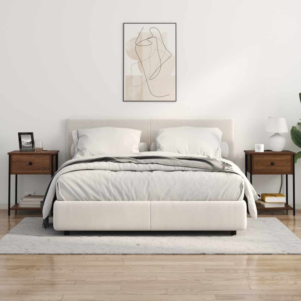 Produktbild för Nattduksbord 2 pcs Brun Ek 42 x 41 x 56 cm Konstruerat trä