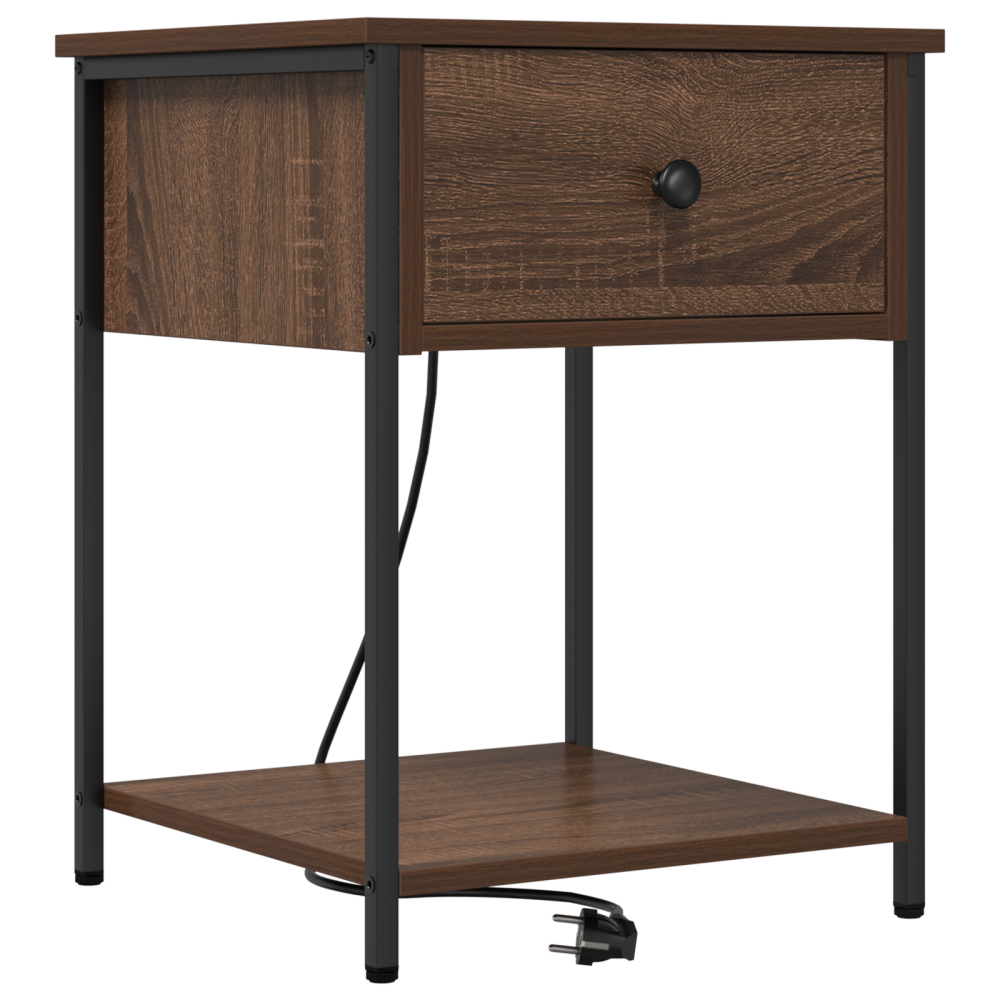 Produktbild för Nattduksbord 2 pcs Brun Ek 42 x 41 x 56 cm Konstruerat trä