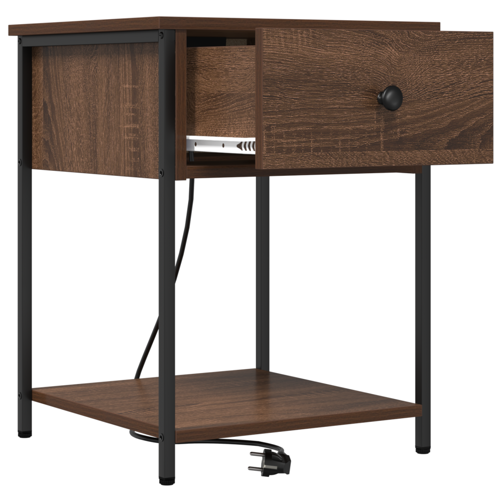 Produktbild för Nattduksbord 2 pcs Brun Ek 42 x 41 x 56 cm Konstruerat trä