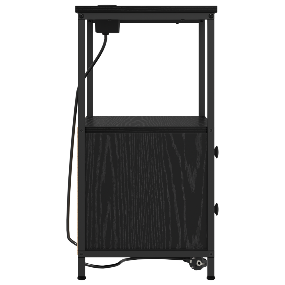 Produktbild för Nattduksbord med låda Svart Ek 40 x 31 x 60 cm Konstruerat trä