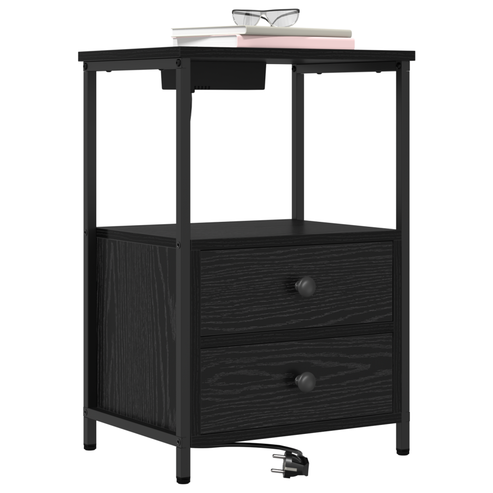 Produktbild för Nattduksbord 2 pcs Svart Ek 40 x 31 x 60 cm Konstruerat trä