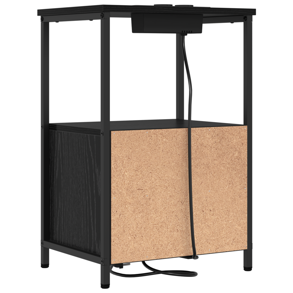 Produktbild för Nattduksbord 2 pcs Svart Ek 40 x 31 x 60 cm Konstruerat trä