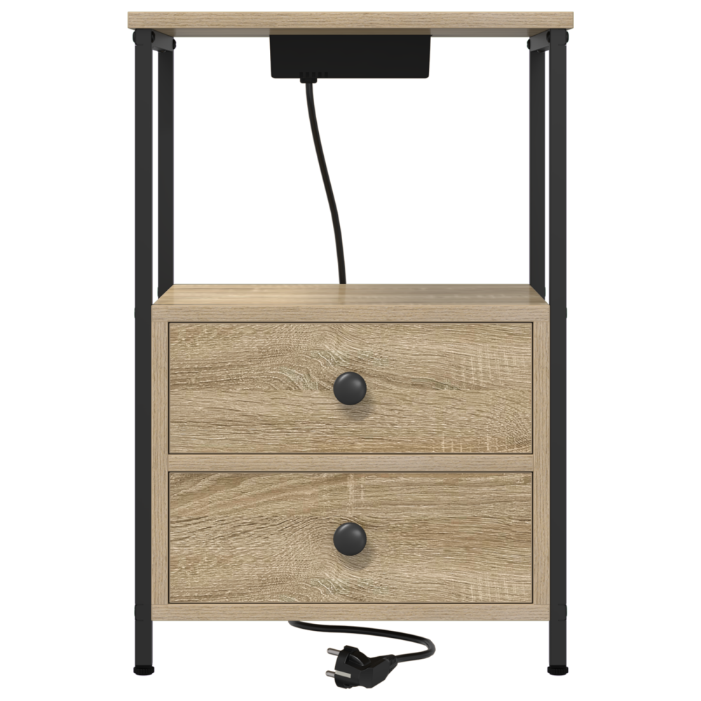 Produktbild för Nattduksbord med låda Sonoma-ek 40 x 31 x 60 cm Konstruerat trä
