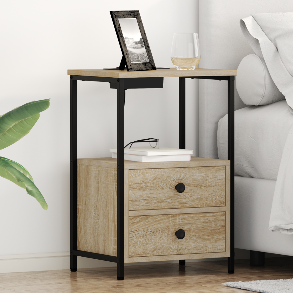 Produktbild för Nattduksbord 2 pcs Sonoma-ek 40 x 31 x 60 cm Konstruerat trä