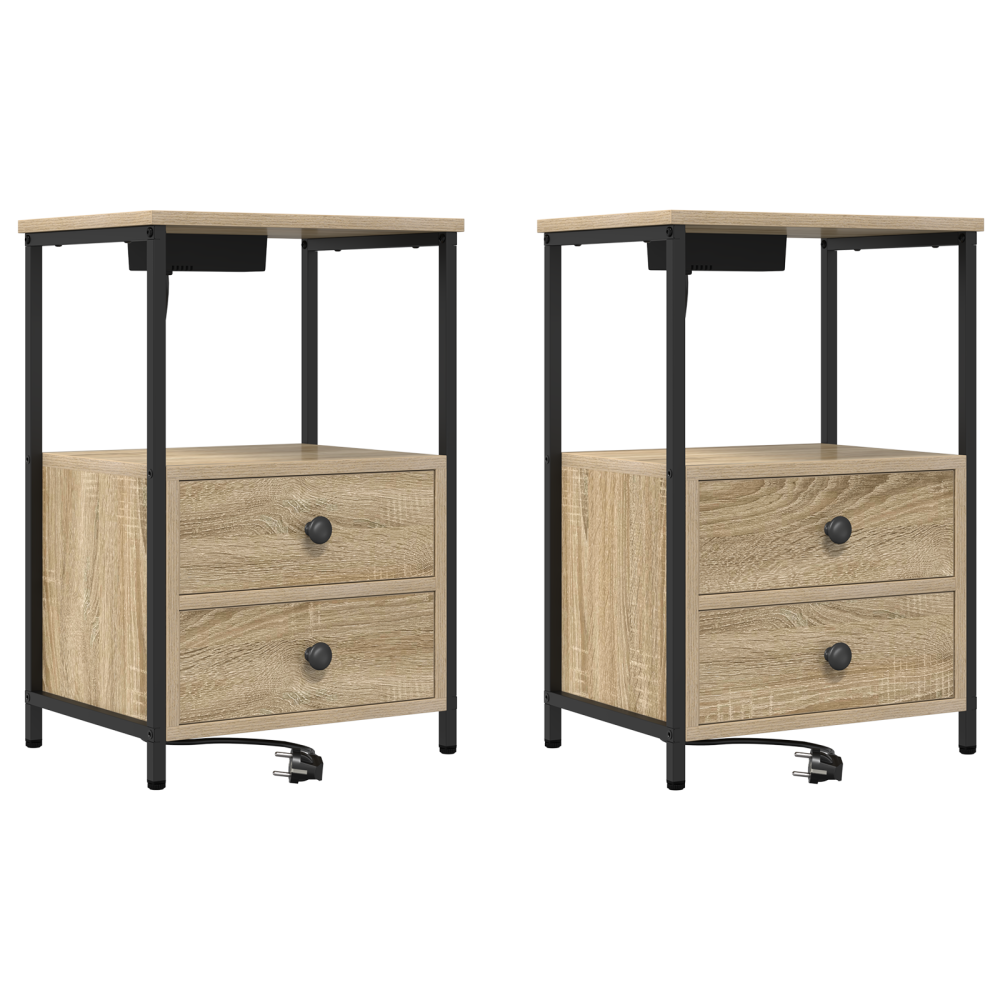 Produktbild för Nattduksbord 2 pcs Sonoma-ek 40 x 31 x 60 cm Konstruerat trä