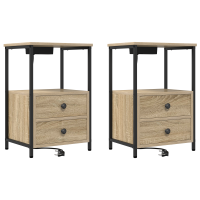 Produktbild för Nattduksbord 2 pcs Sonoma-ek 40 x 31 x 60 cm Konstruerat trä