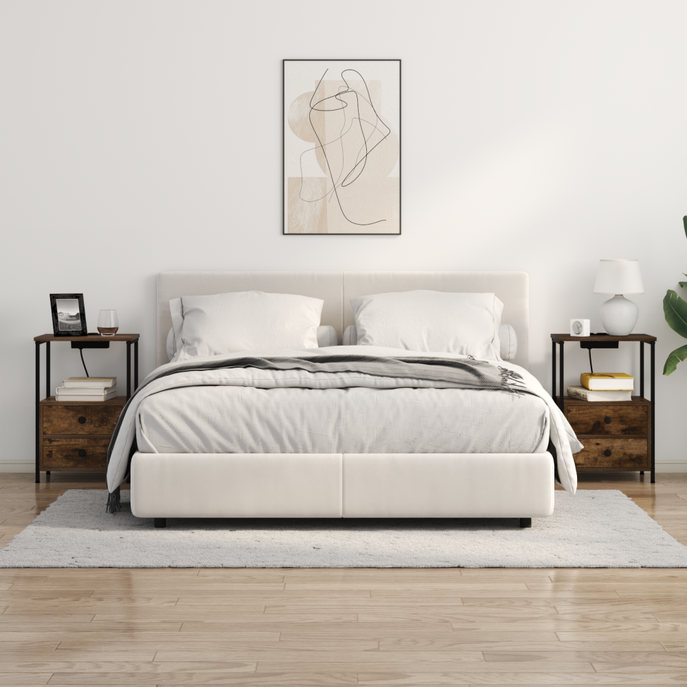 Produktbild för Nattduksbord med låda Rökt ek 40 x 31 x 60 cm Konstruerat trä