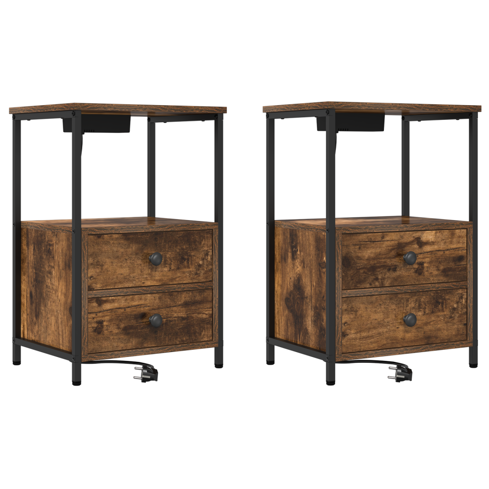 Produktbild för Nattduksbord 2 pcs Rökt ek 40 x 31 x 60 cm Konstruerat trä