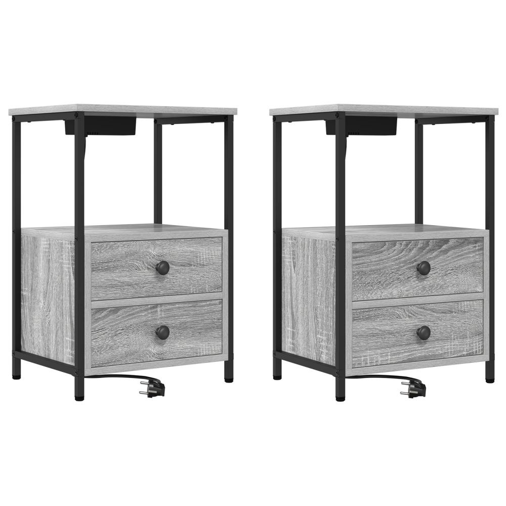 Produktbild för Nattduksbord 2 pcs Grå Sonoma 40 x 31 x 60 cm Konstruerat trä
