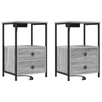 Produktbild för Nattduksbord 2 pcs Grå Sonoma 40 x 31 x 60 cm Konstruerat trä
