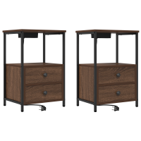 Produktbild för Nattduksbord 2 pcs Brun Ek 40 x 31 x 60 cm Konstruerat trä