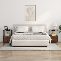 Produktbild för Nattduksbord 2 pcs Brun Ek 40 x 31 x 60 cm Konstruerat trä