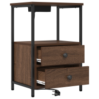 Produktbild för Nattduksbord 2 pcs Brun Ek 40 x 31 x 60 cm Konstruerat trä