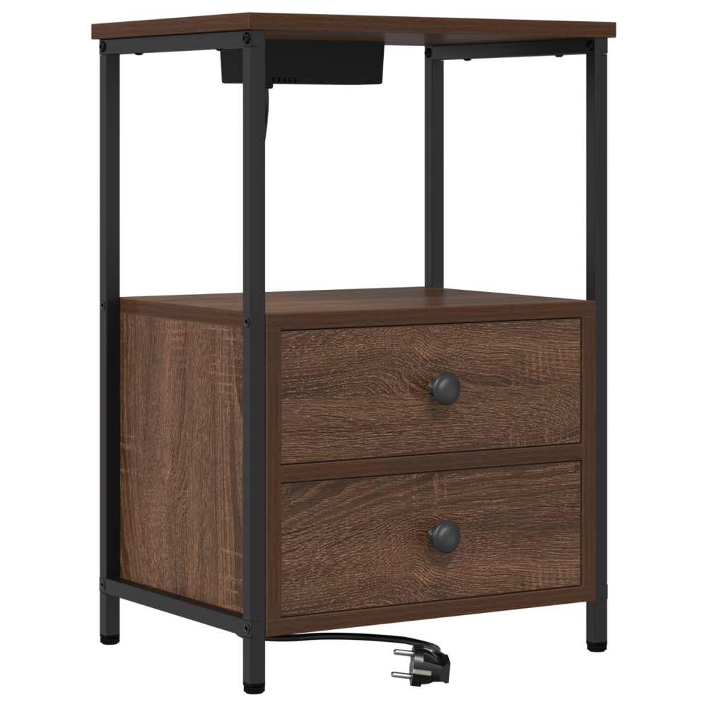 Produktbild för Nattduksbord 2 pcs Brun Ek 40 x 31 x 60 cm Konstruerat trä
