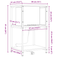 Produktbild för Nattduksbord Svart Ek 38 x 31 x 61 cm Konstruerat trä