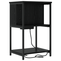 Produktbild för Nattduksbord Svart Ek 38 x 31 x 61 cm Konstruerat trä