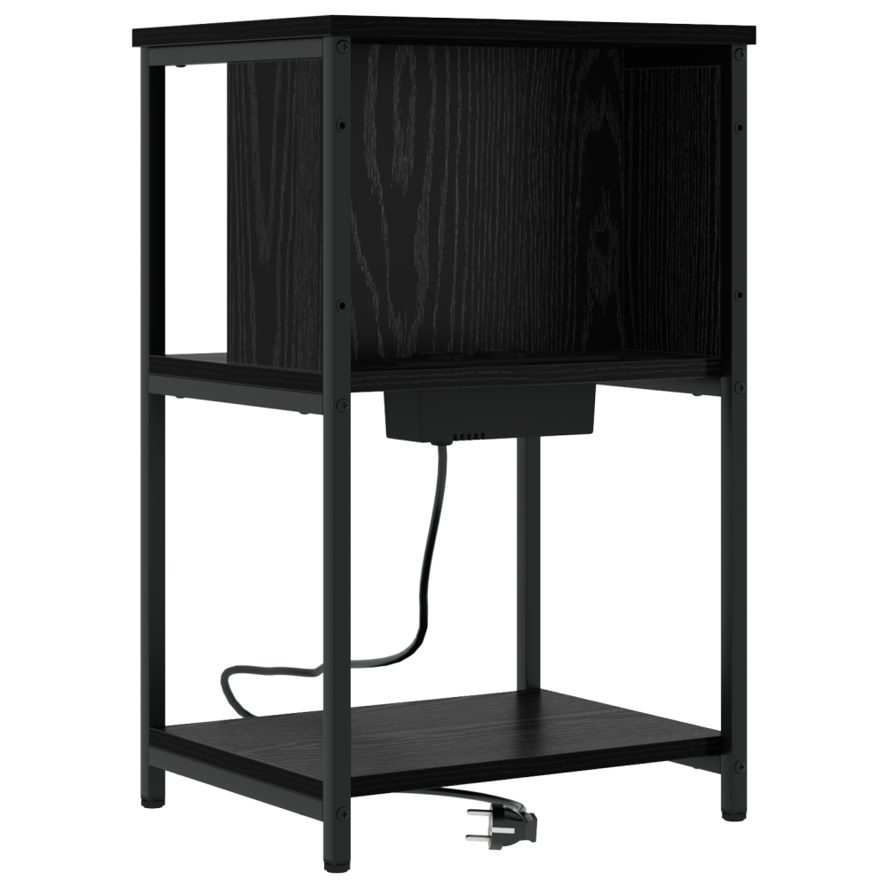 Produktbild för Nattduksbord 2 pcs Svart Ek 38 x 31 x 61 cm Konstruerat trä