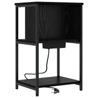 Produktbild för Nattduksbord 2 pcs Svart Ek 38 x 31 x 61 cm Konstruerat trä