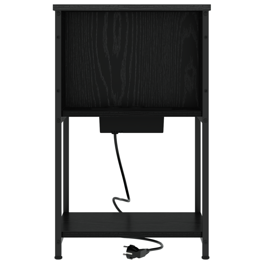 Produktbild för Nattduksbord 2 pcs Svart Ek 38 x 31 x 61 cm Konstruerat trä