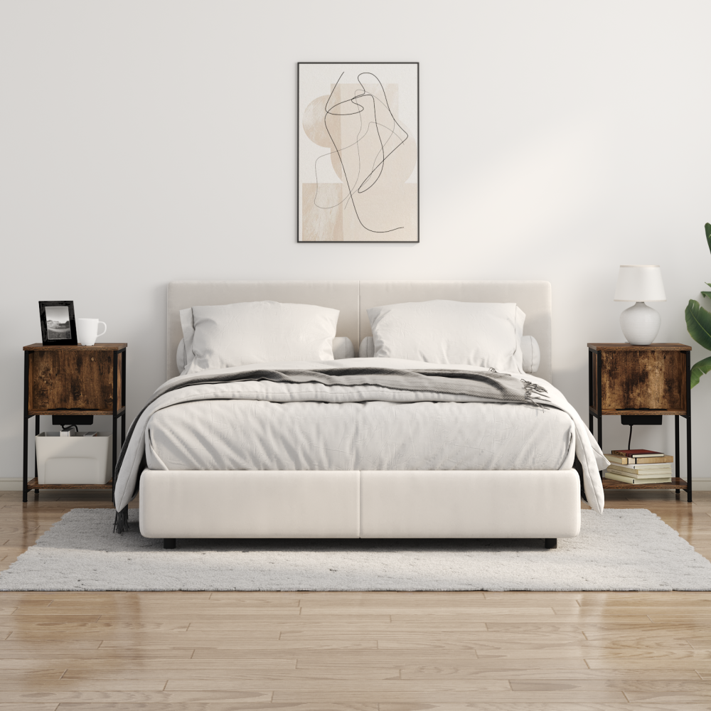Produktbild för Nattduksbord Rökt ek 38 x 31 x 61 cm Konstruerat trä