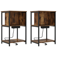 Produktbild för Nattduksbord 2 pcs Rökt ek 38 x 31 x 61 cm Konstruerat trä