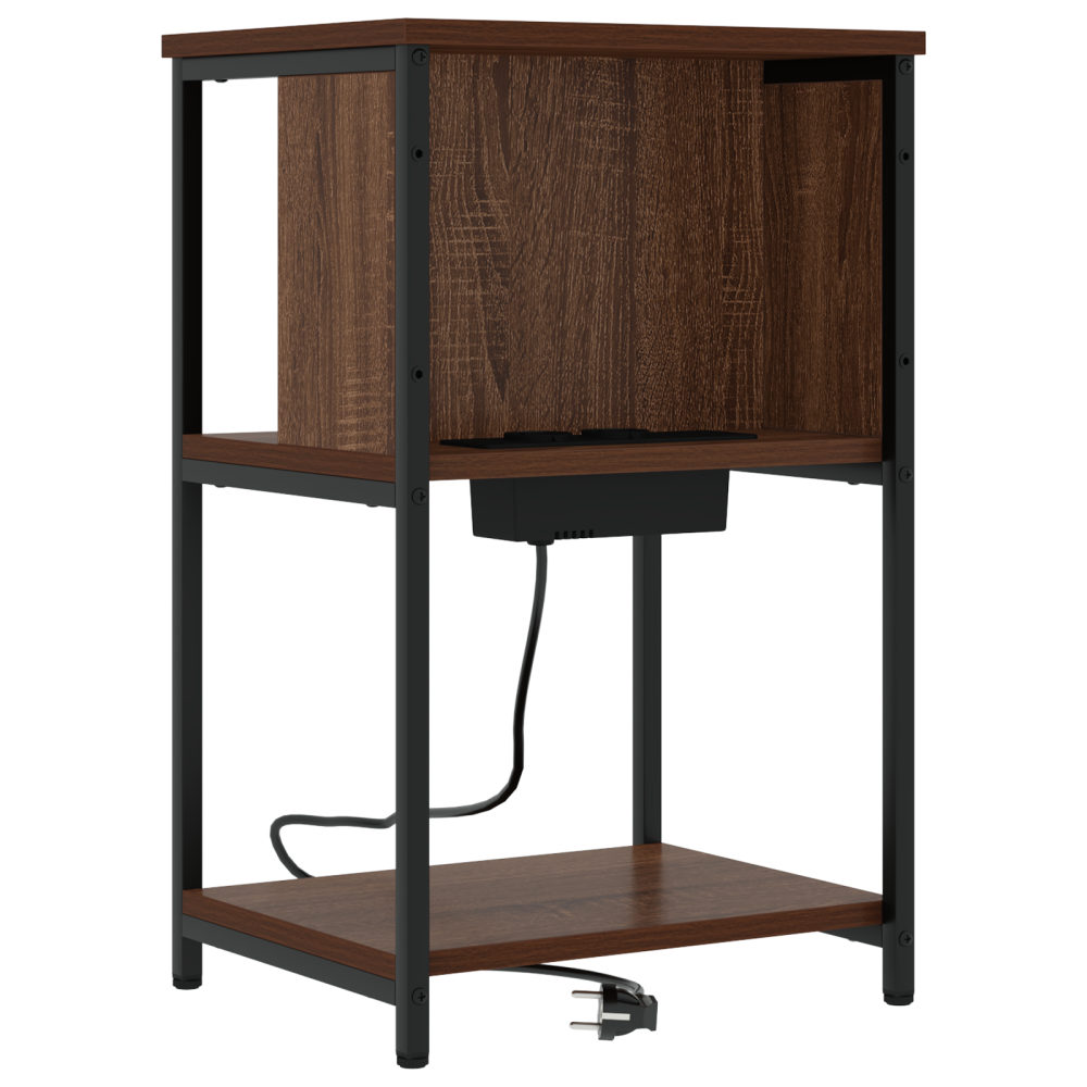 Produktbild för Nattduksbord 2 pcs Brun Ek 38 x 31 x 61 cm Konstruerat trä