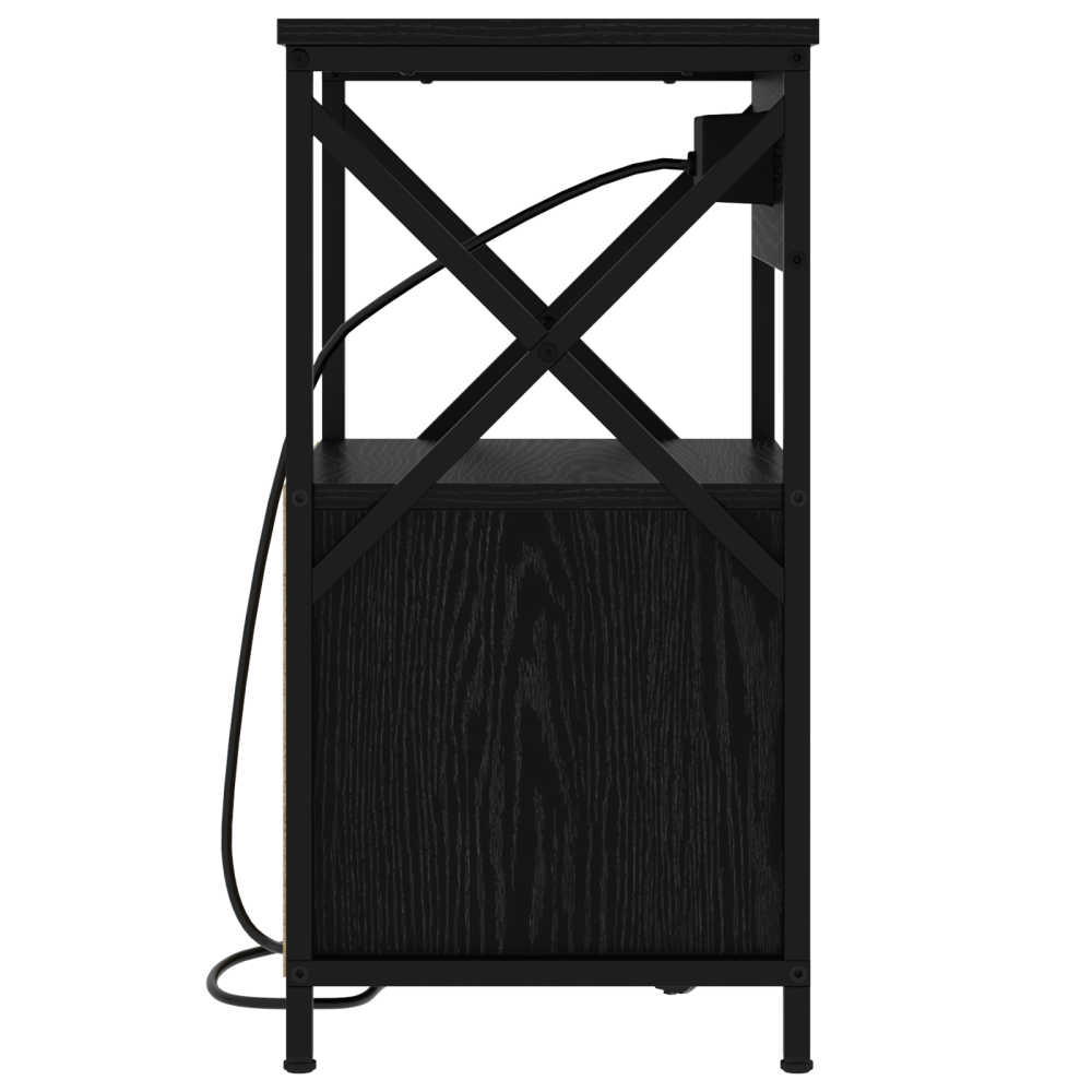 Produktbild för Nattduksbord med låda Svart Ek 40 x 31 x 60 cm Konstruerat trä