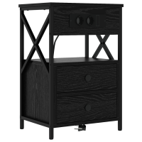 Produktbild för Nattduksbord 2 pcs Svart Ek 40 x 31 x 60 cm Konstruerat trä
