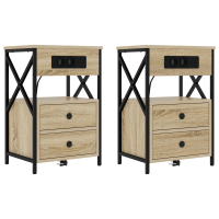 Produktbild för Nattduksbord 2 pcs Sonoma-ek 40 x 31 x 60 cm Konstruerat trä