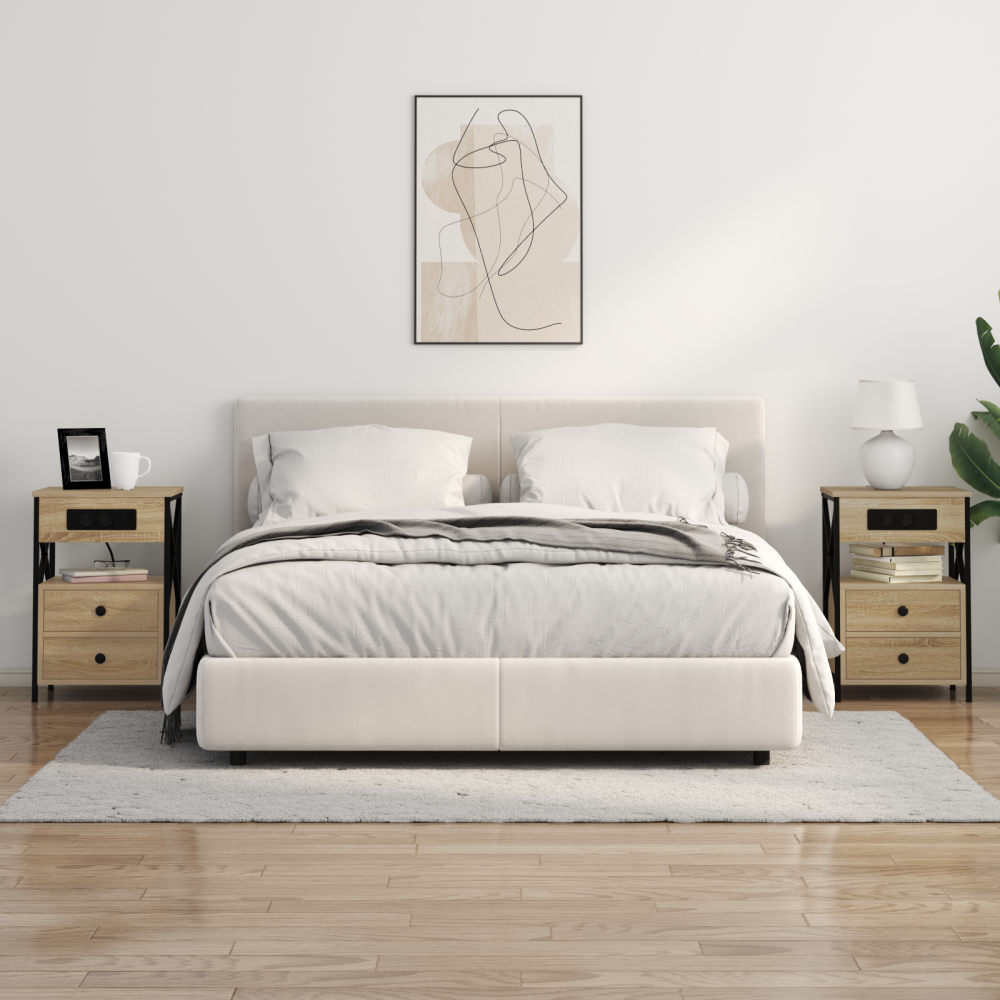 Produktbild för Nattduksbord 2 pcs Sonoma-ek 40 x 31 x 60 cm Konstruerat trä