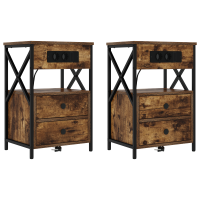 Produktbild för Nattduksbord 2 pcs Rökt ek 40 x 31 x 60 cm Konstruerat trä