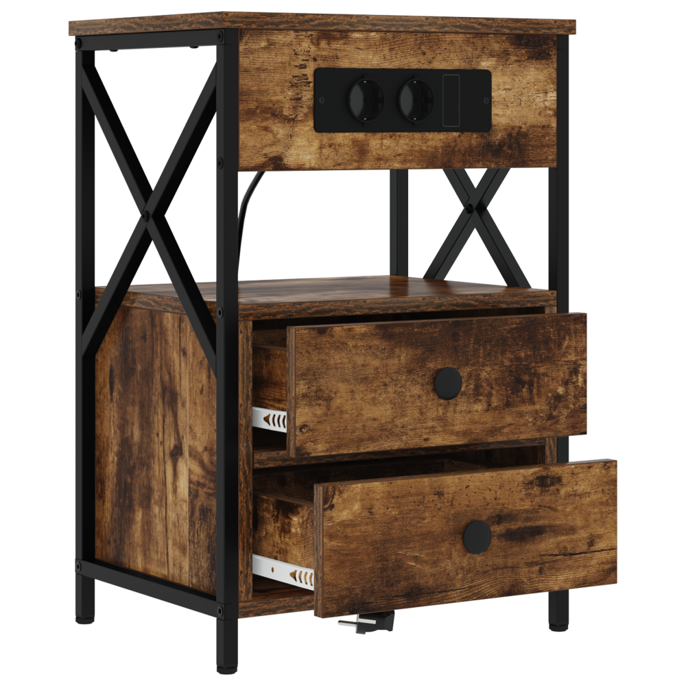 Produktbild för Nattduksbord 2 pcs Rökt ek 40 x 31 x 60 cm Konstruerat trä