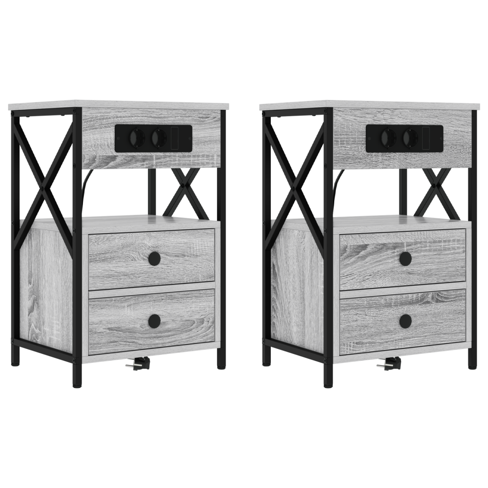 Produktbild för Nattduksbord 2 pcs Grå Sonoma 40 x 31 x 60 cm Konstruerat trä