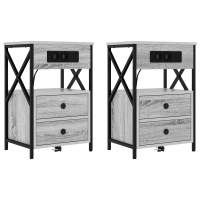 Produktbild för Nattduksbord 2 pcs Grå Sonoma 40 x 31 x 60 cm Konstruerat trä
