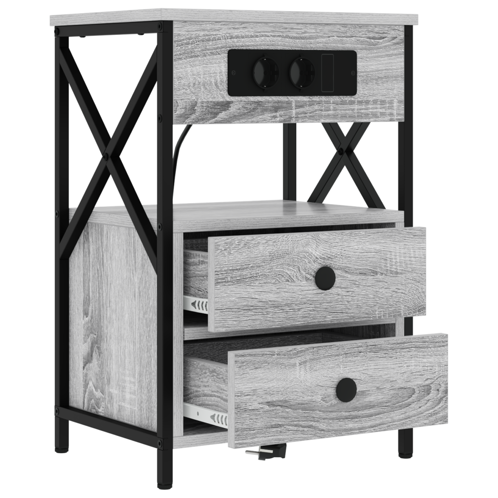 Produktbild för Nattduksbord 2 pcs Grå Sonoma 40 x 31 x 60 cm Konstruerat trä