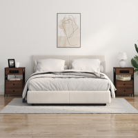 Produktbild för Nattduksbord med låda Brun Ek 40 x 31 x 60 cm Konstruerat trä
