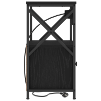 Produktbild för Nattduksbord med låda Svart Ek 40 x 31 x 60 cm Konstruerat trä