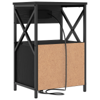 Produktbild för Nattduksbord med låda Svart Ek 40 x 31 x 60 cm Konstruerat trä