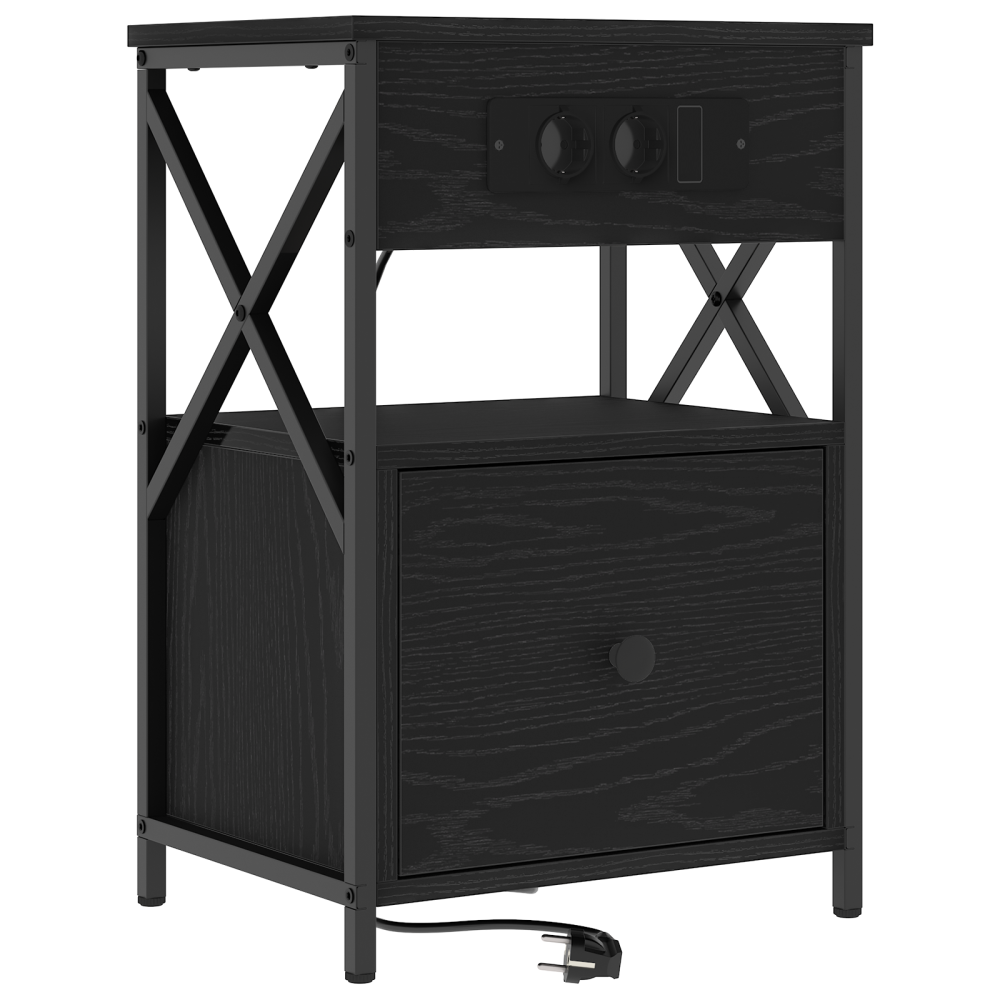 Produktbild för Nattduksbord 2 pcs Svart Ek 40 x 31 x 60 cm Konstruerat trä
