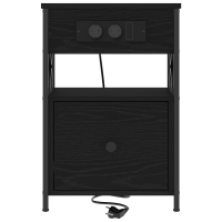 Produktbild för Nattduksbord 2 pcs Svart Ek 40 x 31 x 60 cm Konstruerat trä