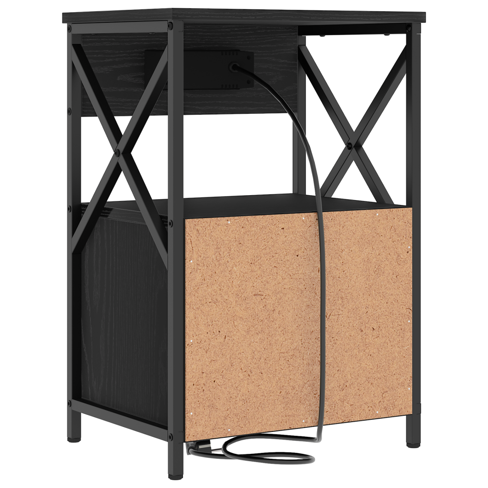 Produktbild för Nattduksbord 2 pcs Svart Ek 40 x 31 x 60 cm Konstruerat trä
