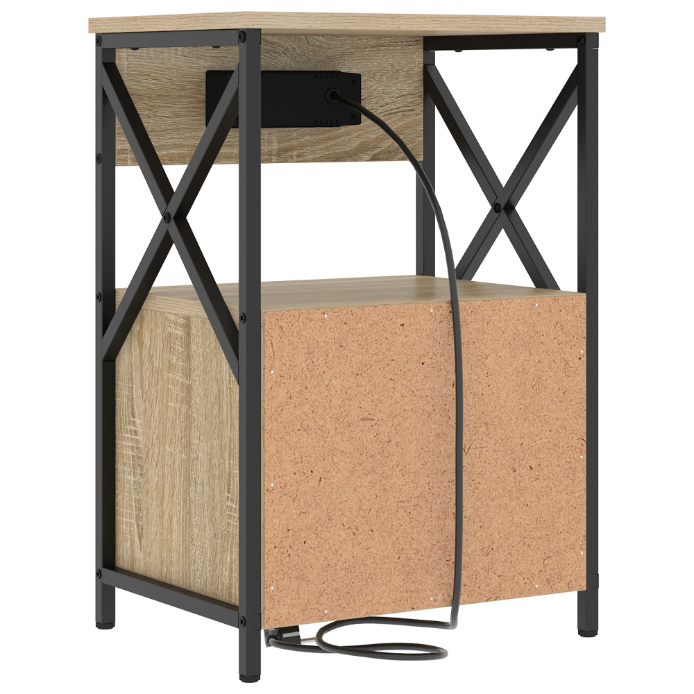 Produktbild för Nattduksbord med låda Sonoma-ek 40 x 31 x 60 cm Konstruerat trä