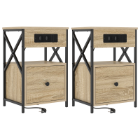 Produktbild för Nattduksbord 2 pcs Sonoma-ek 40 x 31 x 60 cm Konstruerat trä