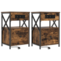 Produktbild för Nattduksbord 2 pcs Rökt ek 40 x 31 x 60 cm Konstruerat trä