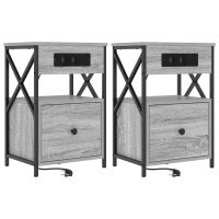 Produktbild för Nattduksbord 2 pcs Grå Sonoma 40 x 31 x 60 cm Konstruerat trä