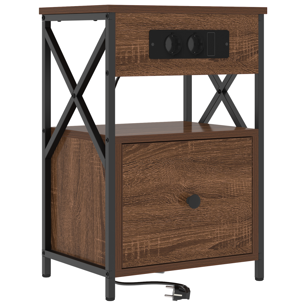 Produktbild för Nattduksbord 2 pcs Brun Ek 40 x 31 x 60 cm Konstruerat trä