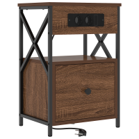 Produktbild för Nattduksbord 2 pcs Brun Ek 40 x 31 x 60 cm Konstruerat trä